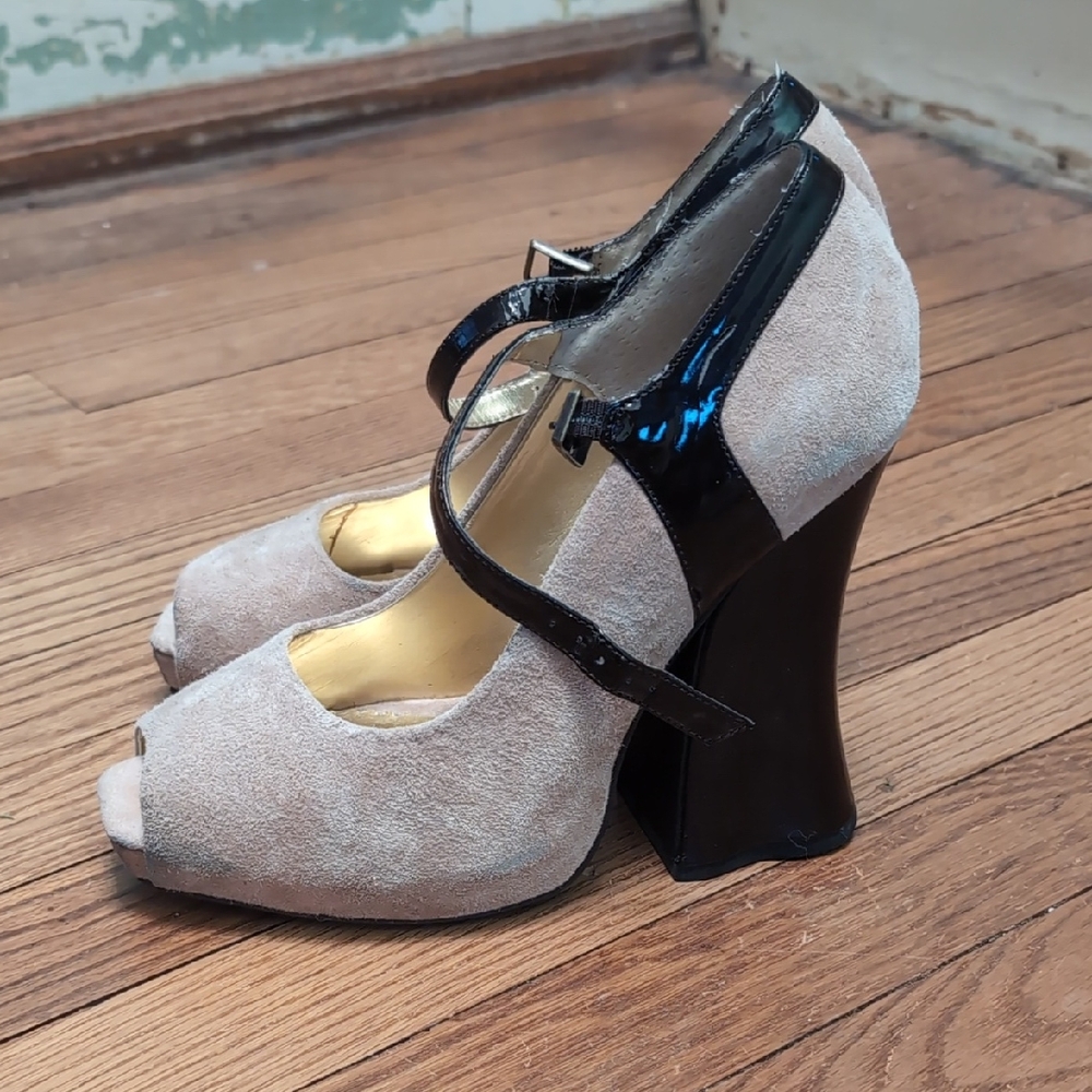 Zinc Suede Leather Platform Heels